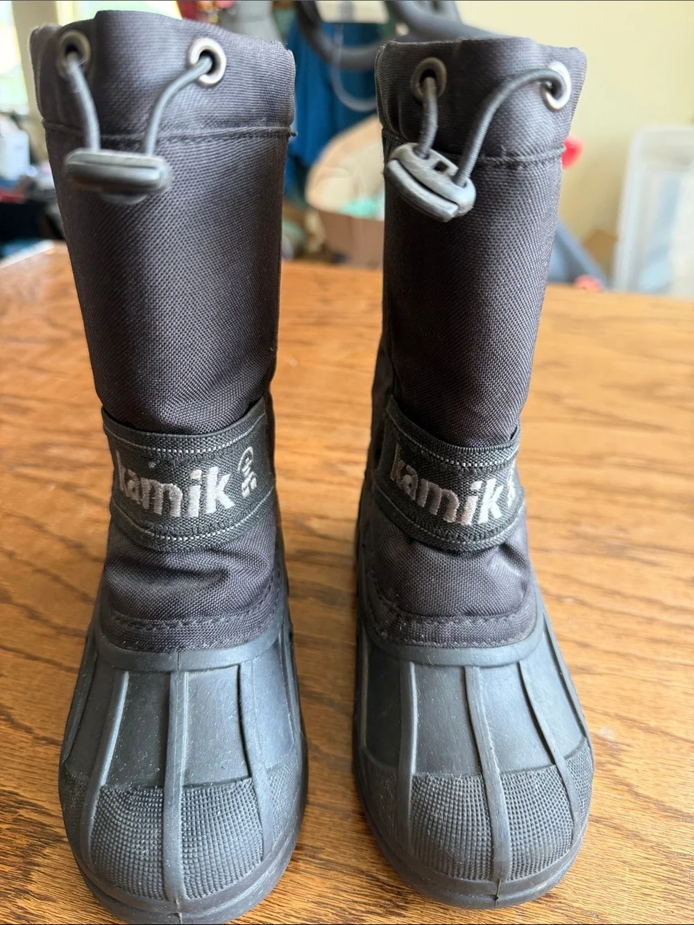 Kamik Kids Black Waterproof Snow Boots with Drawcord